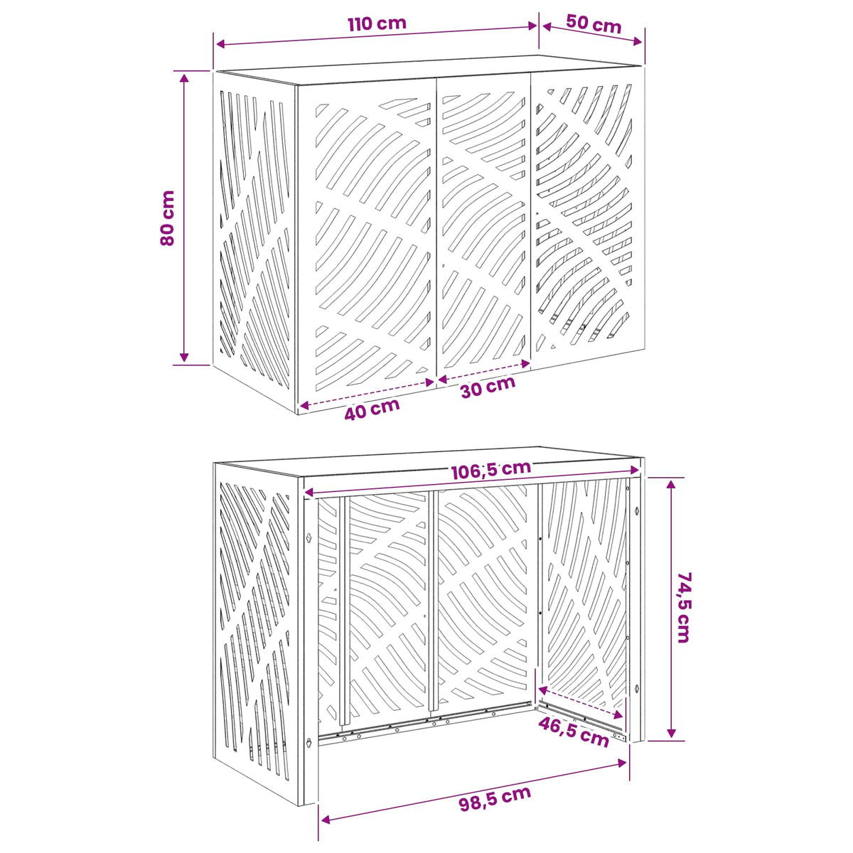 Air Conditioner Cover Silver 110 x 50 x 80 cm Stainless Steel
