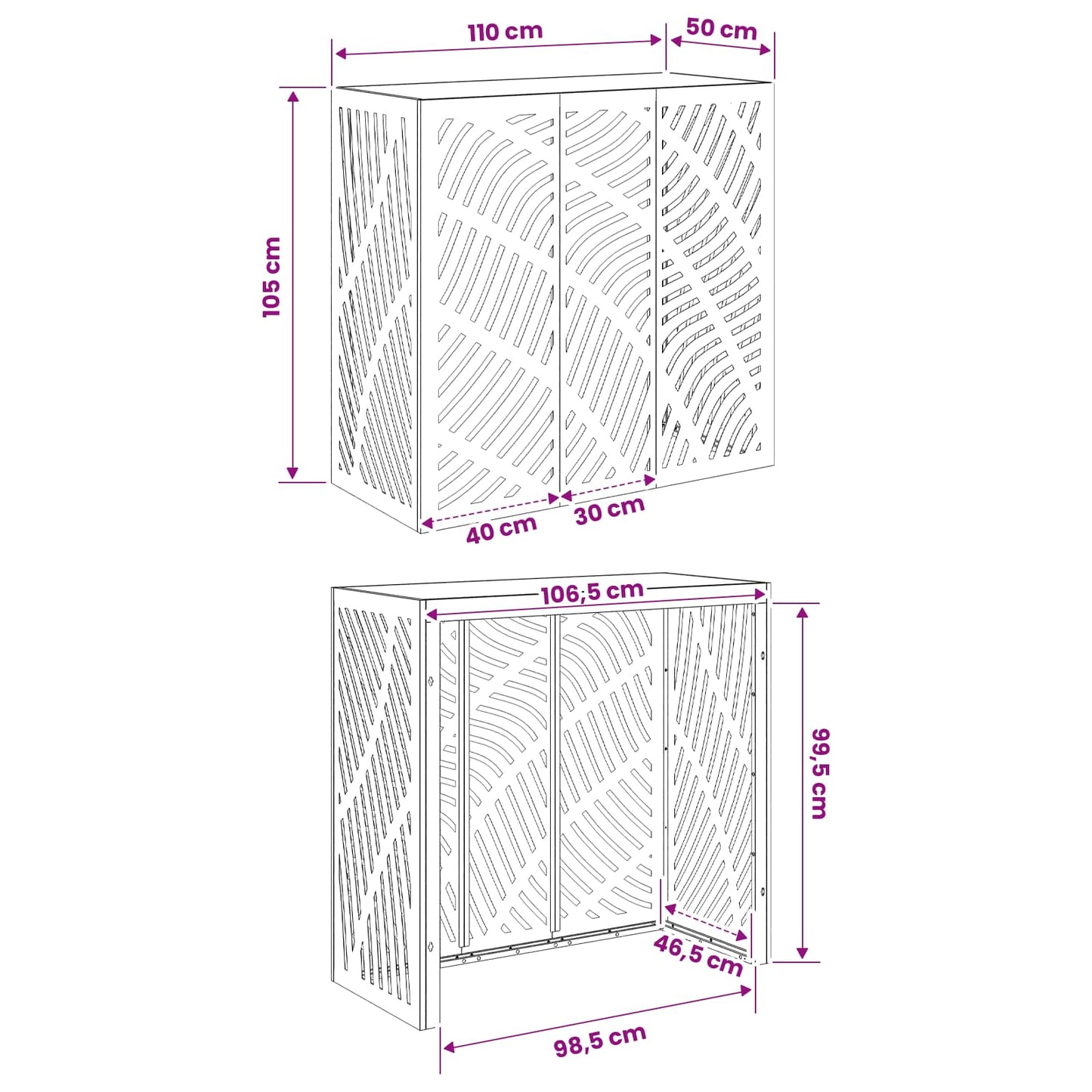 Air Conditioner Cover White 110 x 50 x 105 cm Steel