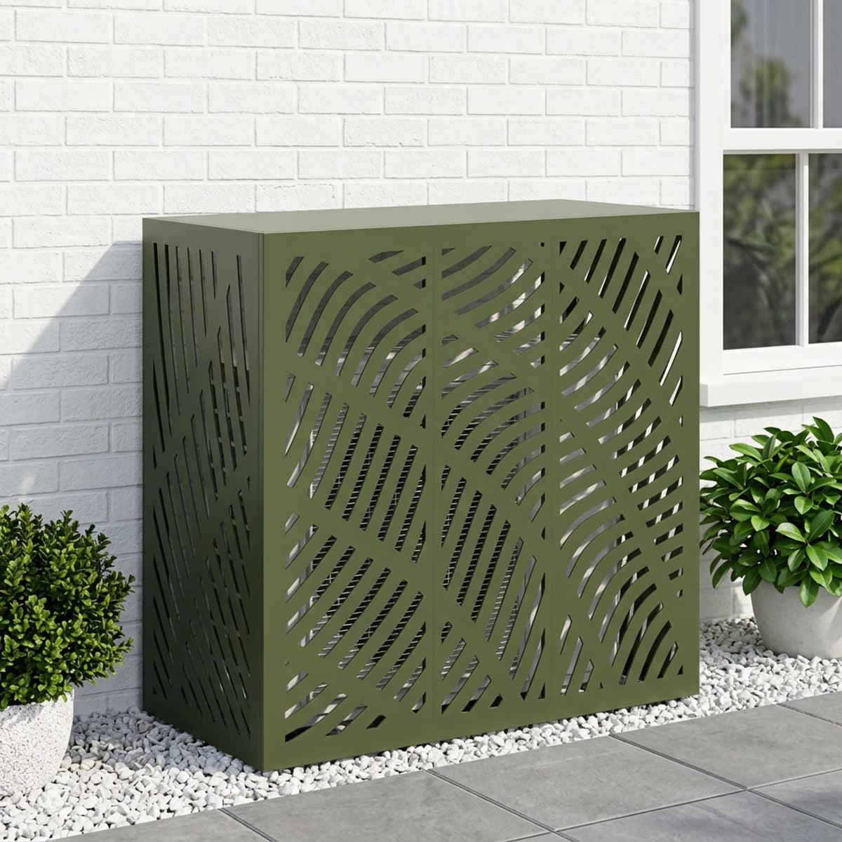 Air Conditioner Cover Olive Green 110 x 50 x 105 cm Steel