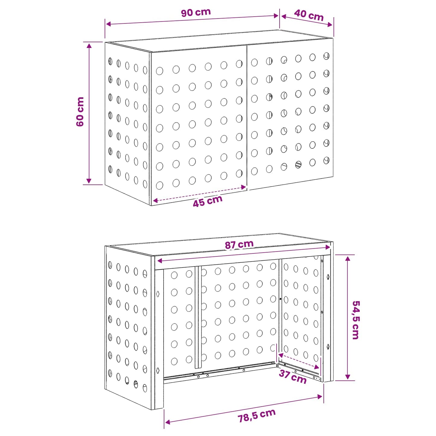 Air Conditioner Cover Black 90 x 40 x 60 cm Steel