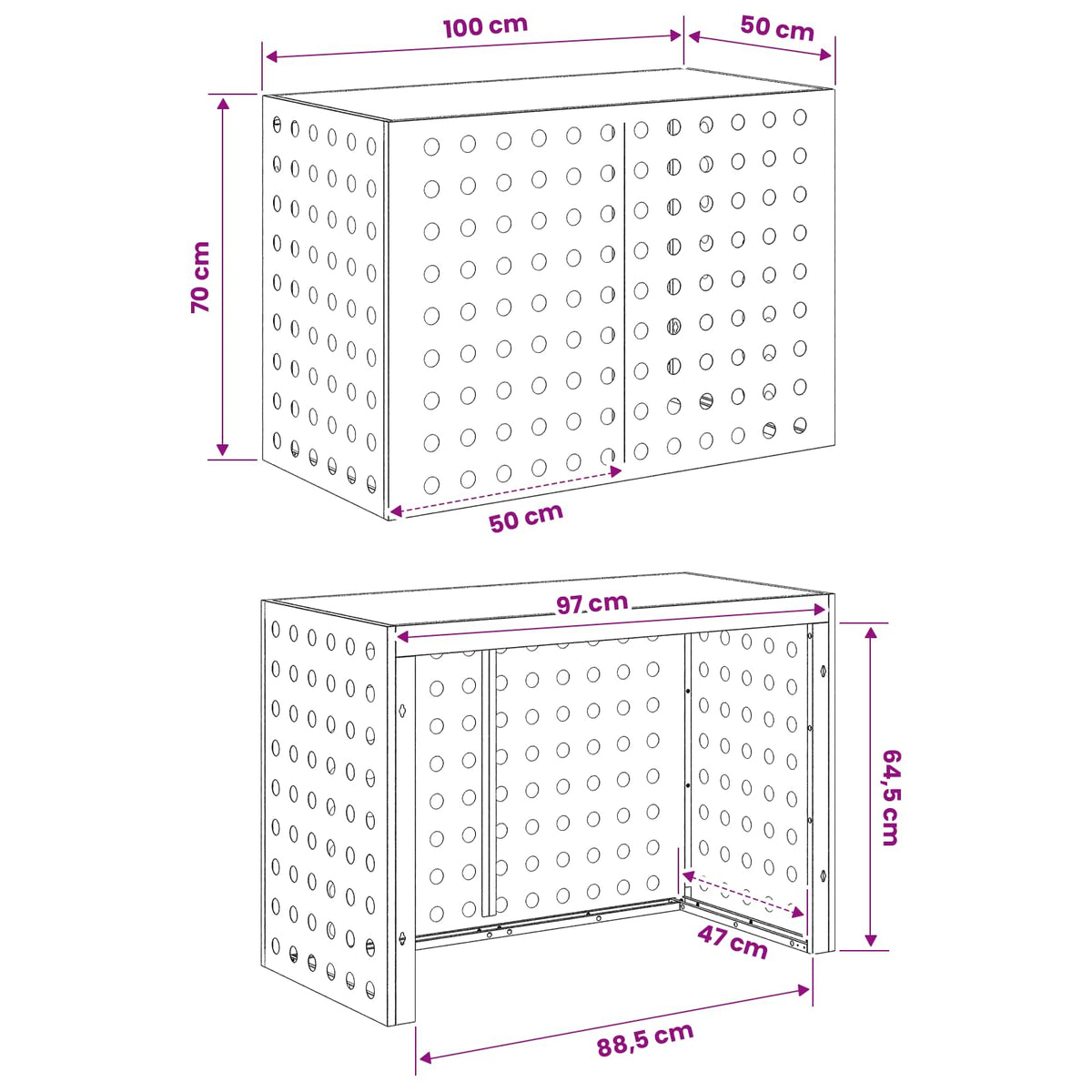 Air Conditioner Cover White 100 x 50 x 70 cm Steel
