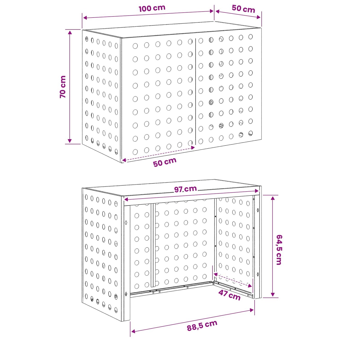 Air Conditioner Cover Silver 100 x 50 x 70 cm Galvanised Steel