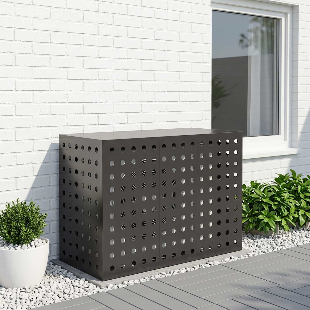 Air Conditioner Cover Black 110 x 50 x 80 cm Steel