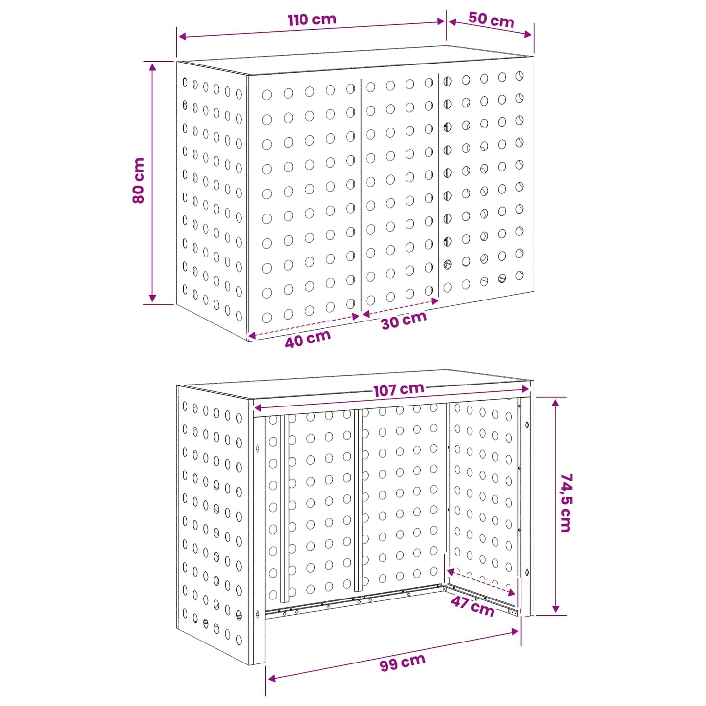 Air Conditioner Cover Silver 110 x 50 x 80 cm Galvanised Steel