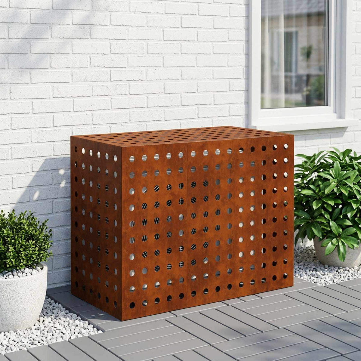 Air Conditioner Cover Rusty 110 x 50 x 80 cm Weathering Steel