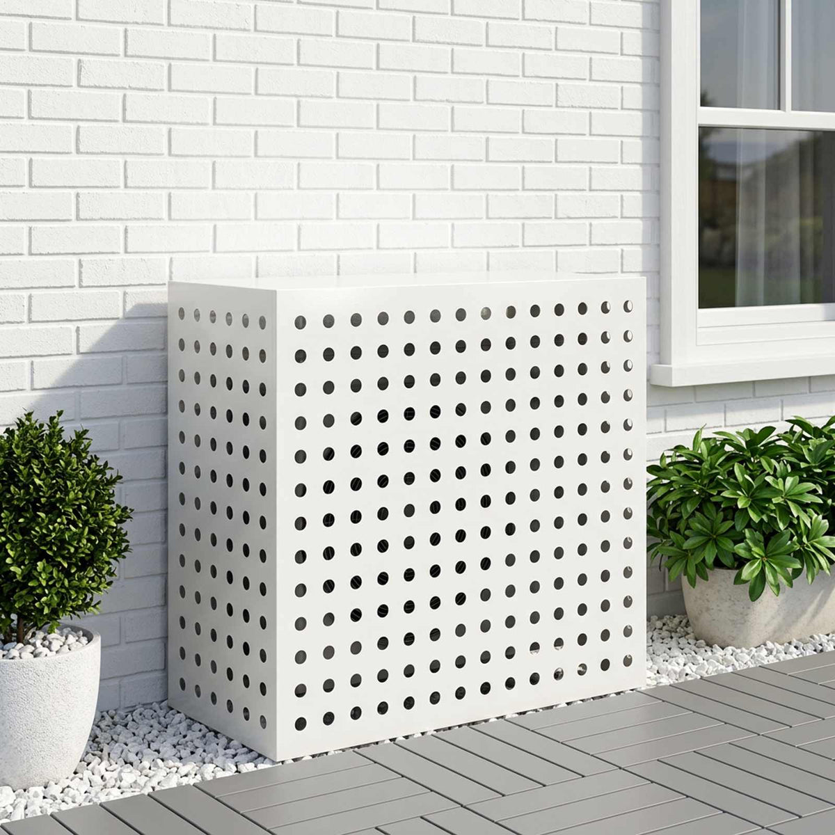 Air Conditioner Cover White 110 x 50 x 105 cm Steel