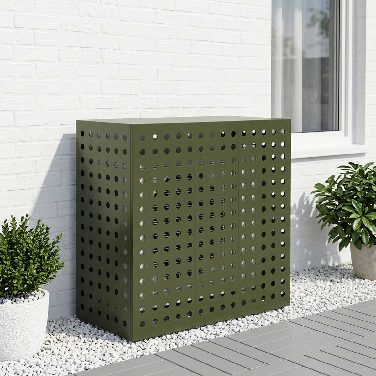 Air Conditioner Cover Olive Green 110 x 50 x 105 cm Steel