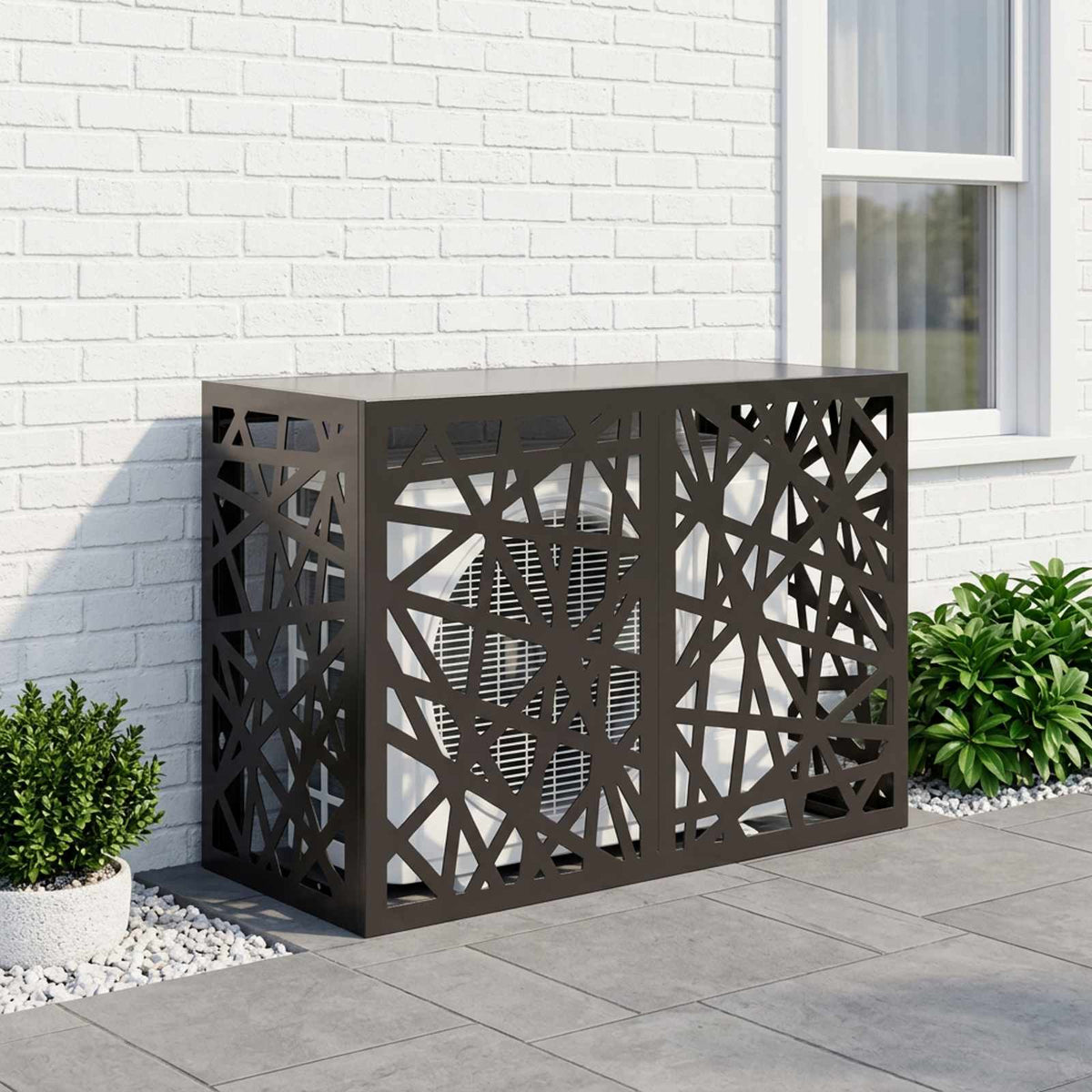 Air Conditioner Cover Black 90 x 40 x 60 cm Steel