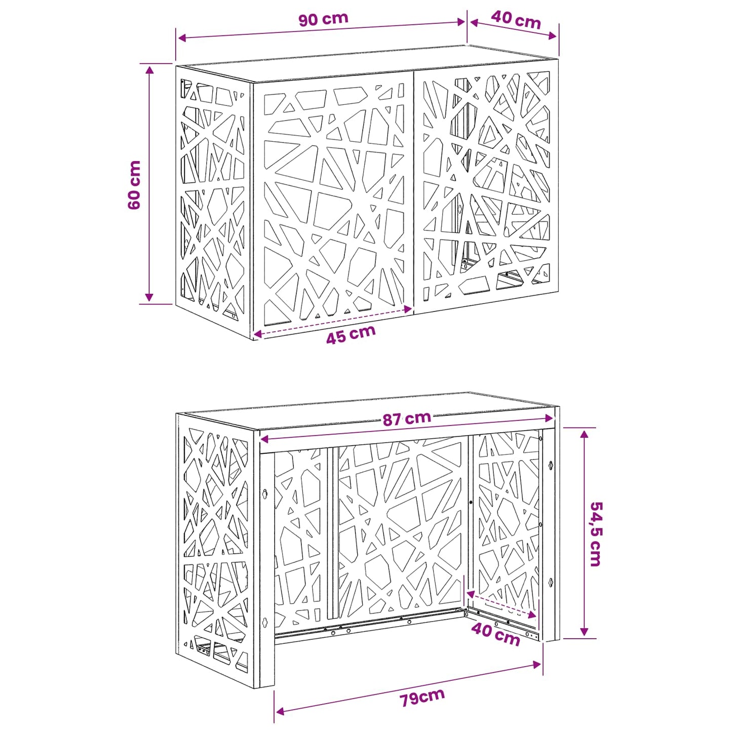 Air Conditioner Cover Black 90 x 40 x 60 cm Steel