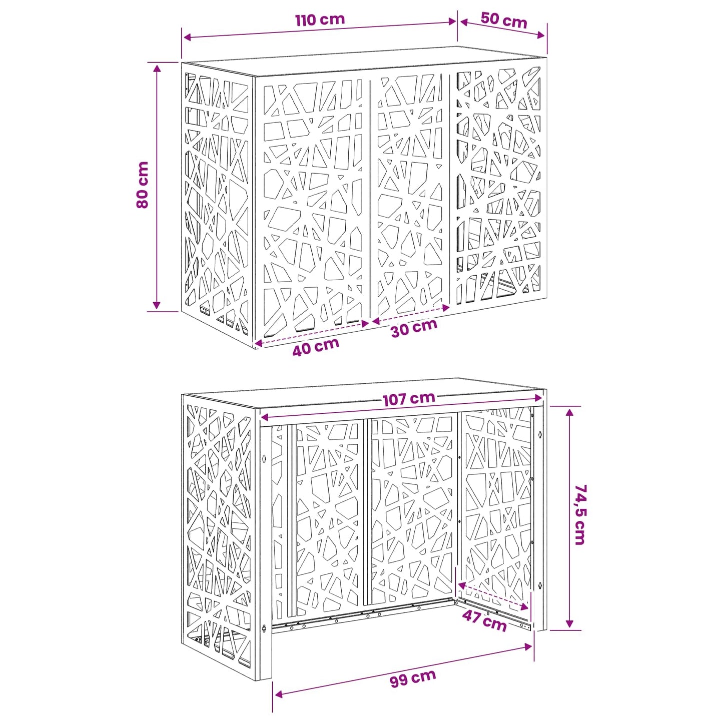 Air Conditioner Cover Silver 110 x 50 x 80 cm Stainless Steel