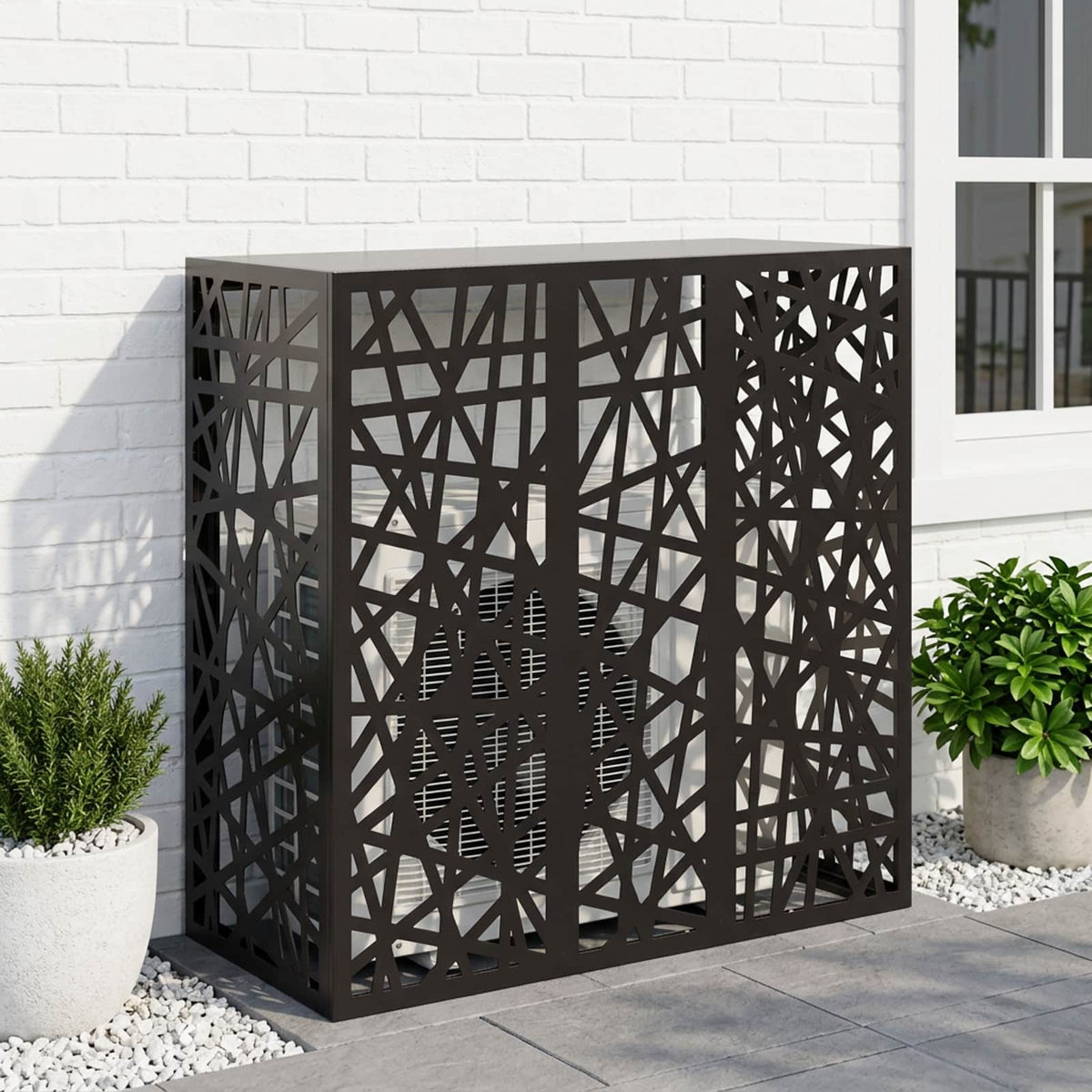 Air Conditioner Cover Black 110 x 50 x 105 cm Steel