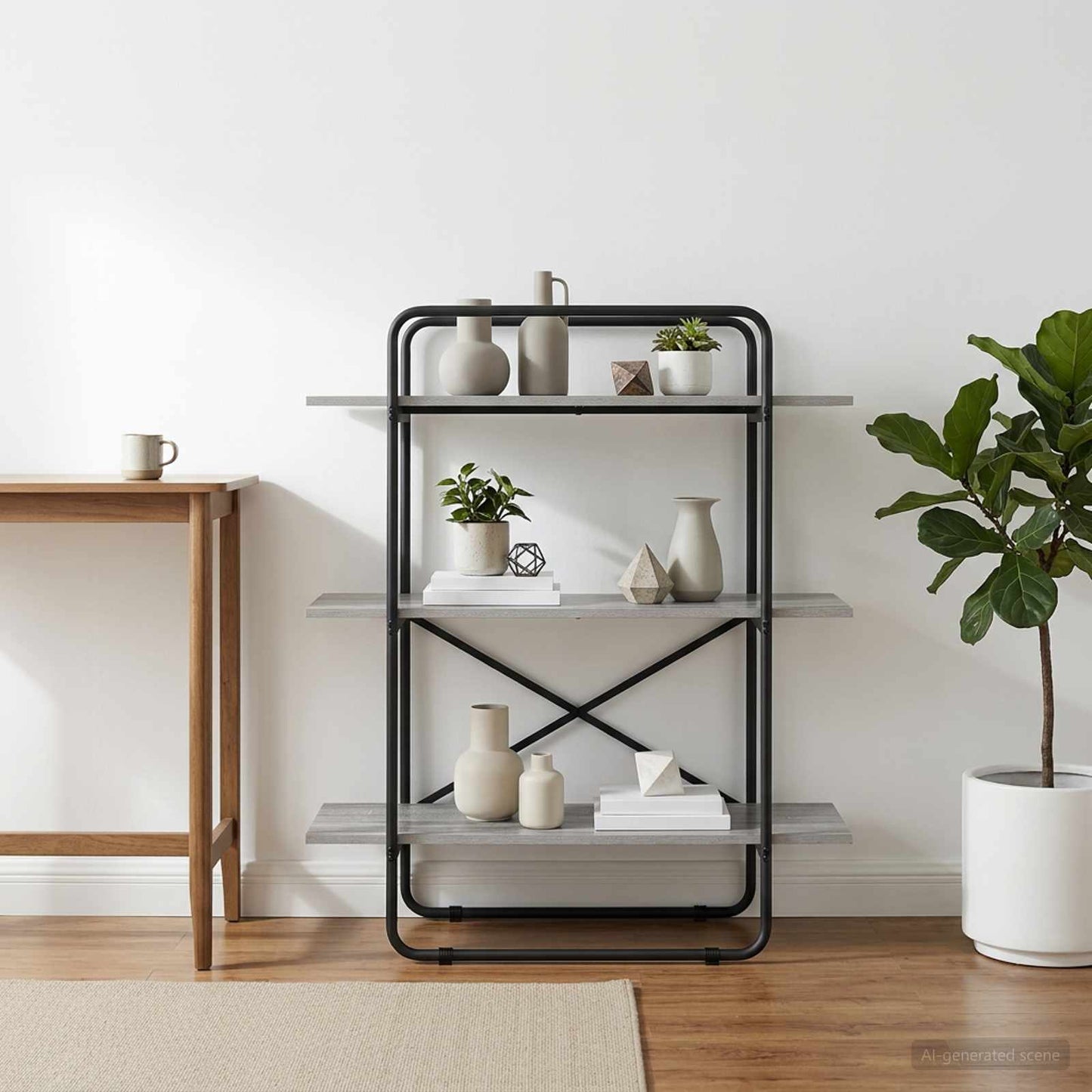 Bookshelf 3-Tier 100 x 35 x 105 cm PB Grey Sonoma