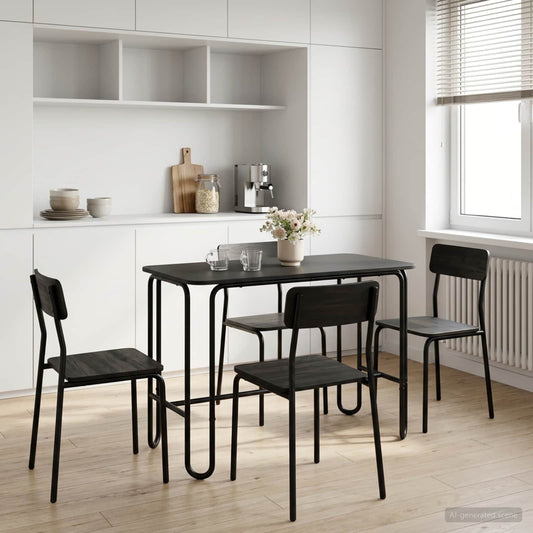 Dining Table 100 x 50 x 75 cm Engineered Wood Black Rectangular