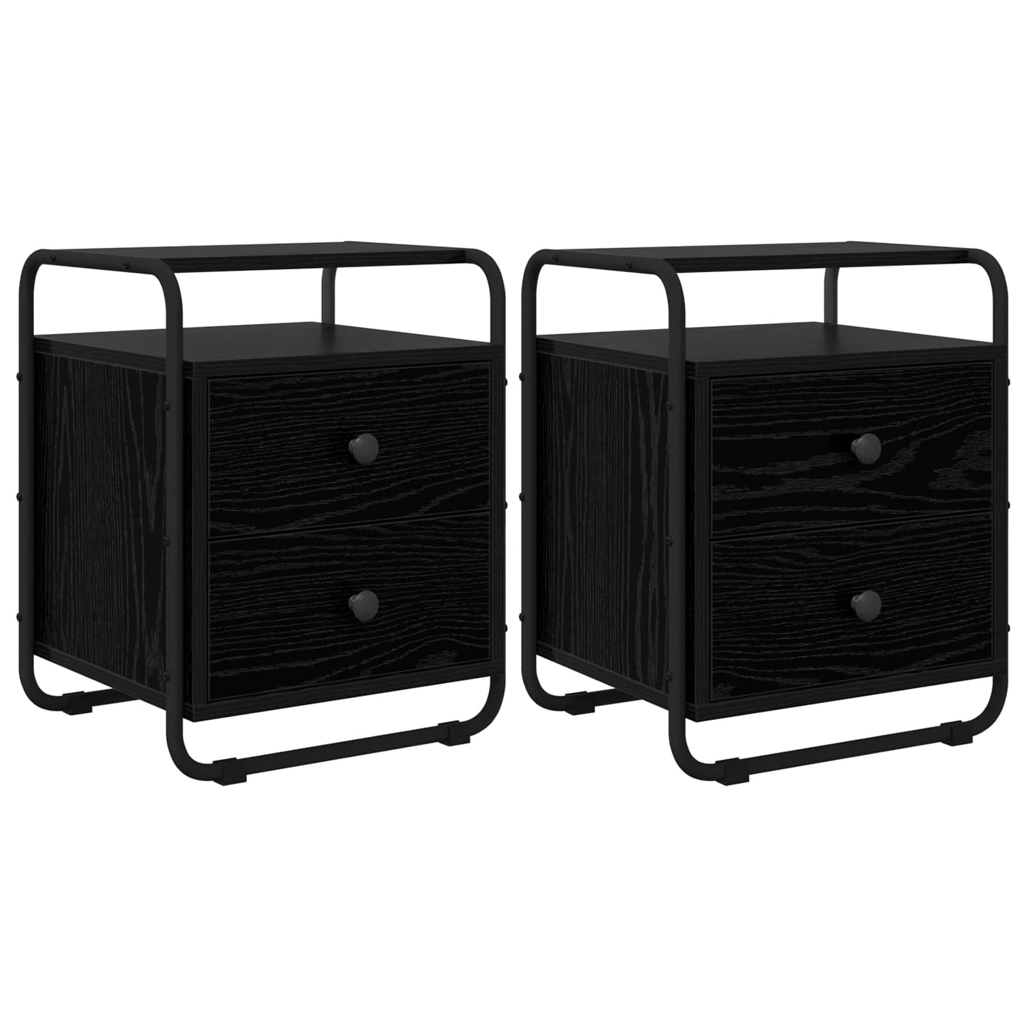 Bedside Cabinet 2 pcs Black Oak 40 x 36.5 x 50 cm