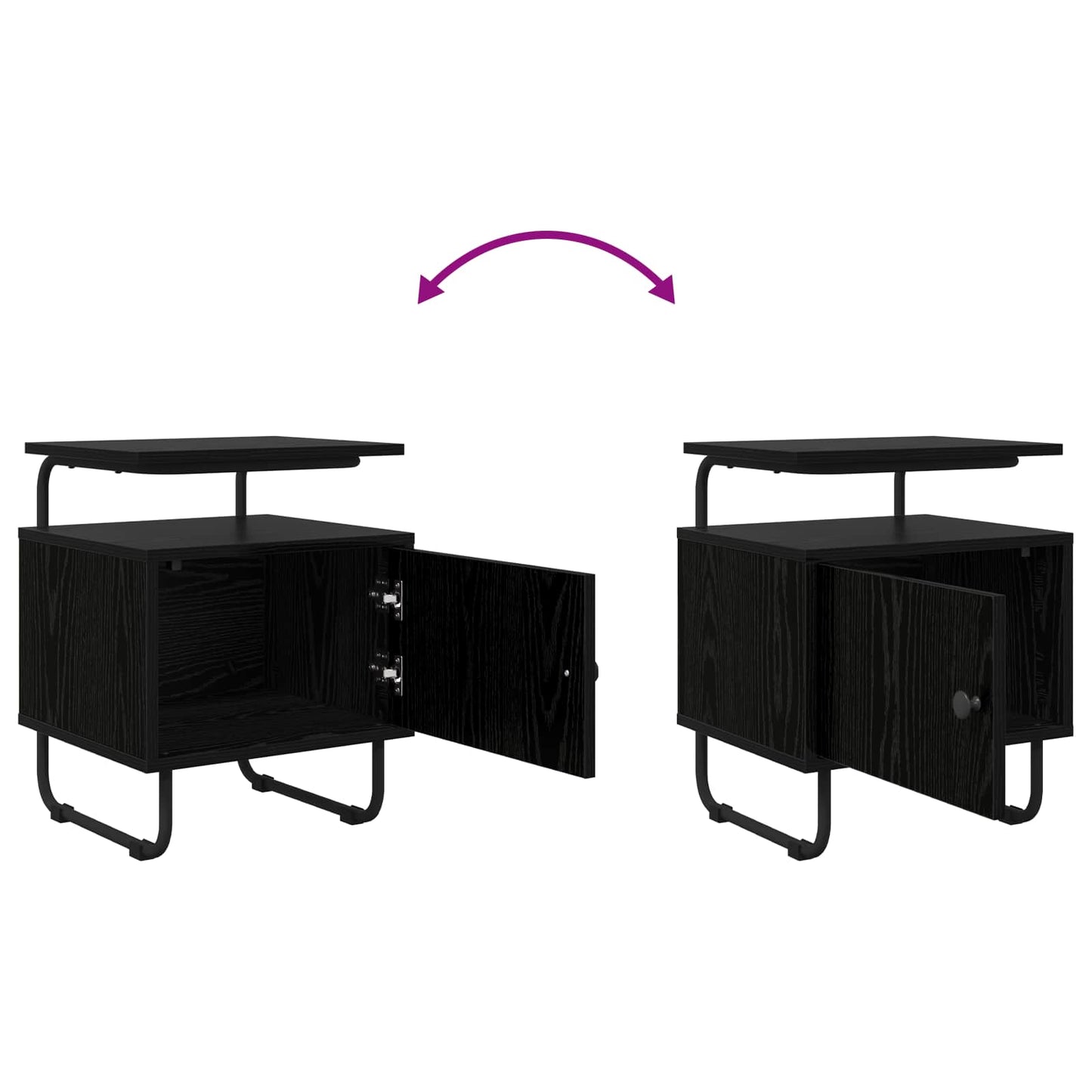 Bedside Cabinet 2 pcs Black Oak 40 x 36.5 x 50 cm