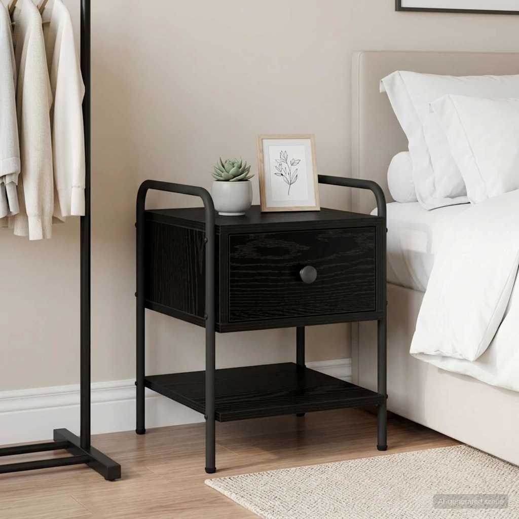 Bedside Cabinet Black Oak 35 x 36.5 x 47 cm Engineered Wood