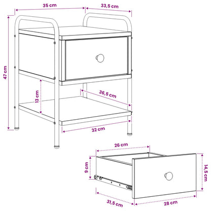 Bedside Cabinet Grey Sonoma 35 x 36.5 x 47 cm Engineered Wood