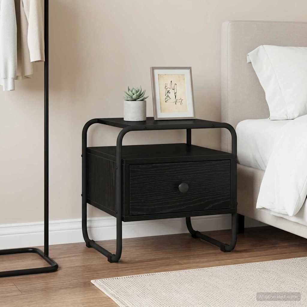 Bedside Cabinet Black Oak 40 x 39.5 x 40 cm Engineered Wood