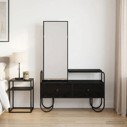 Dressing Table Black Oak 100 x 36.5 x 136 cm Engineered Wood