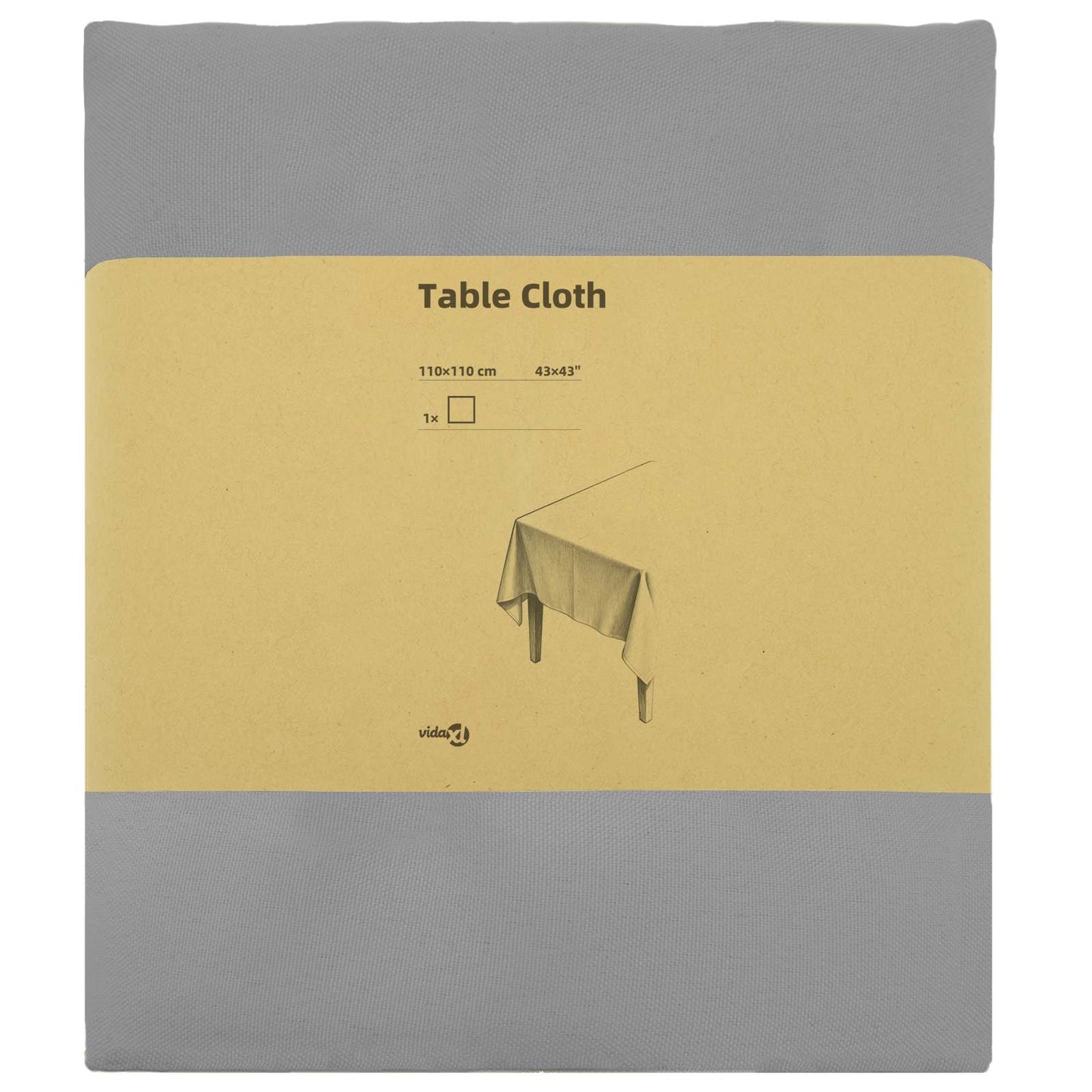 Table Cloth Square Light Grey 110 x 110 cm Polyester