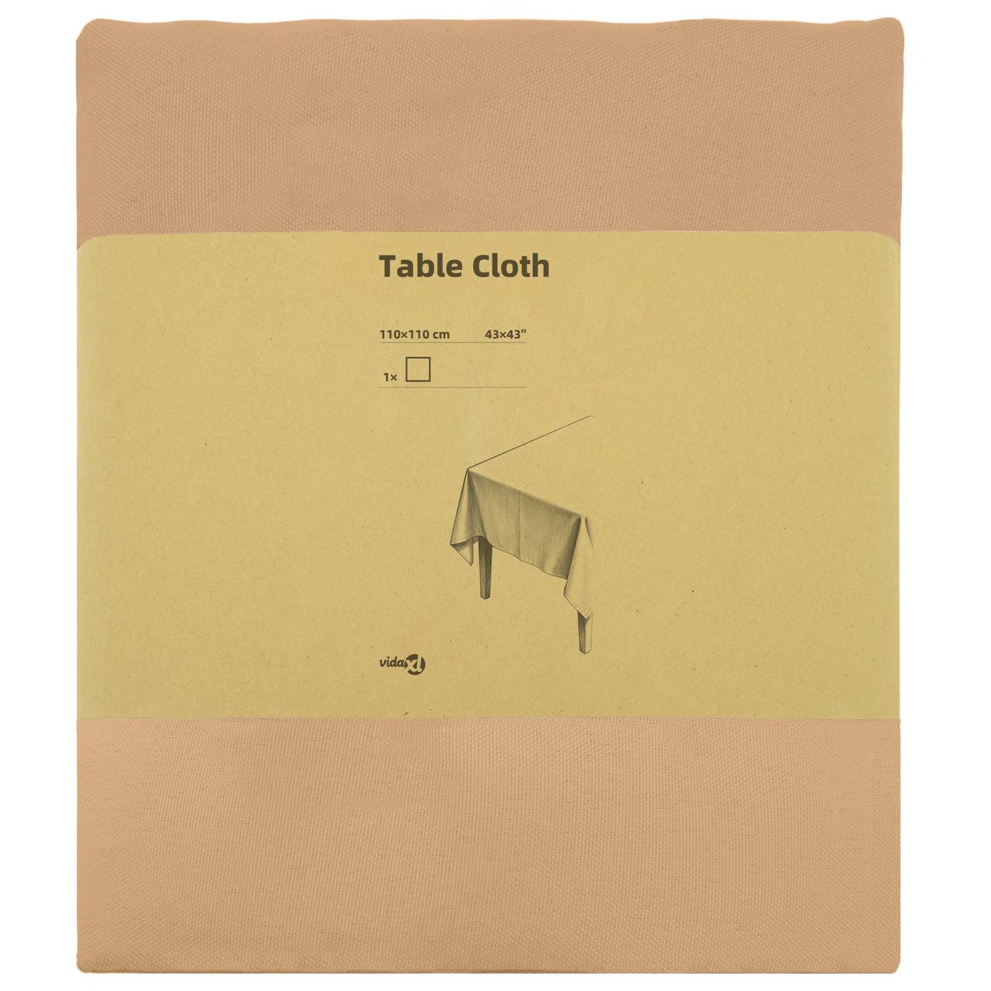 Table Cloth Square Beige 110 x 110 cm Polyester