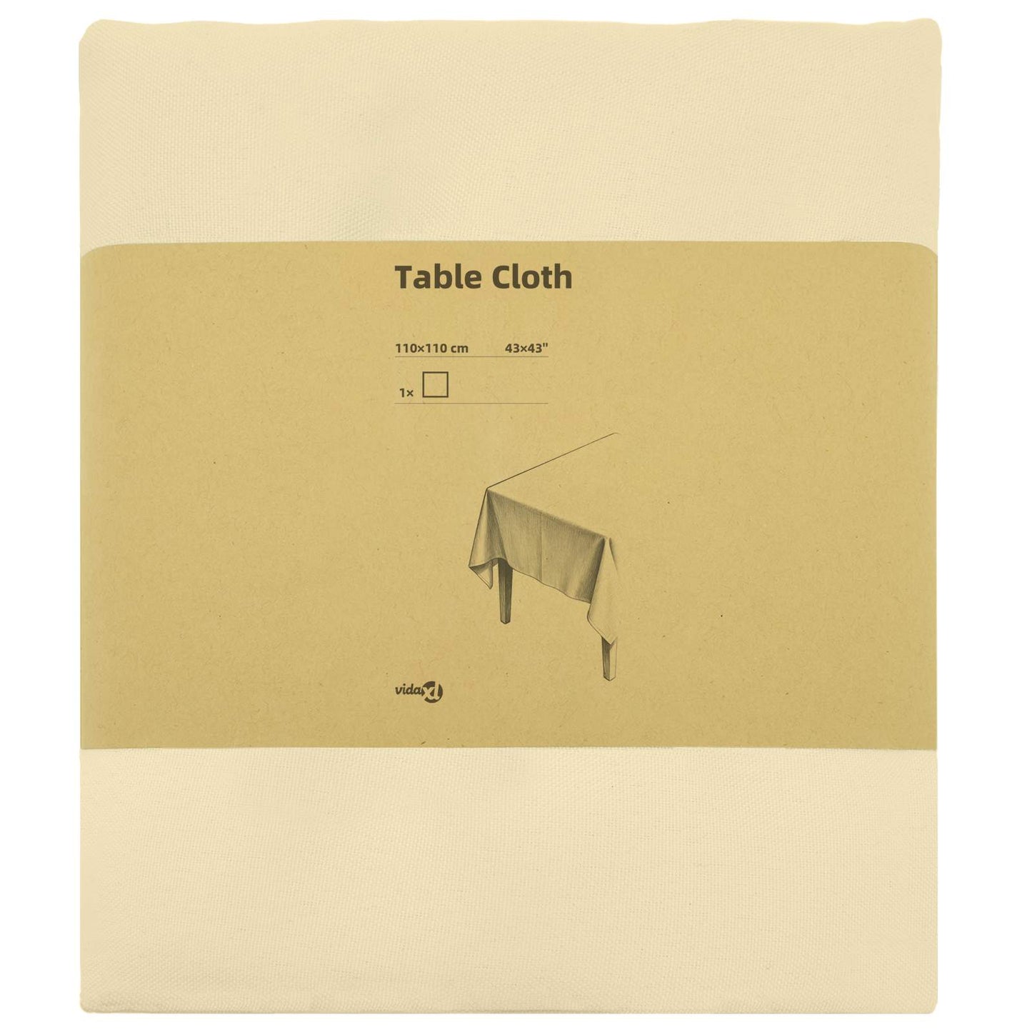 Table Cloth Square Cream White 110 x 110 cm Polyester
