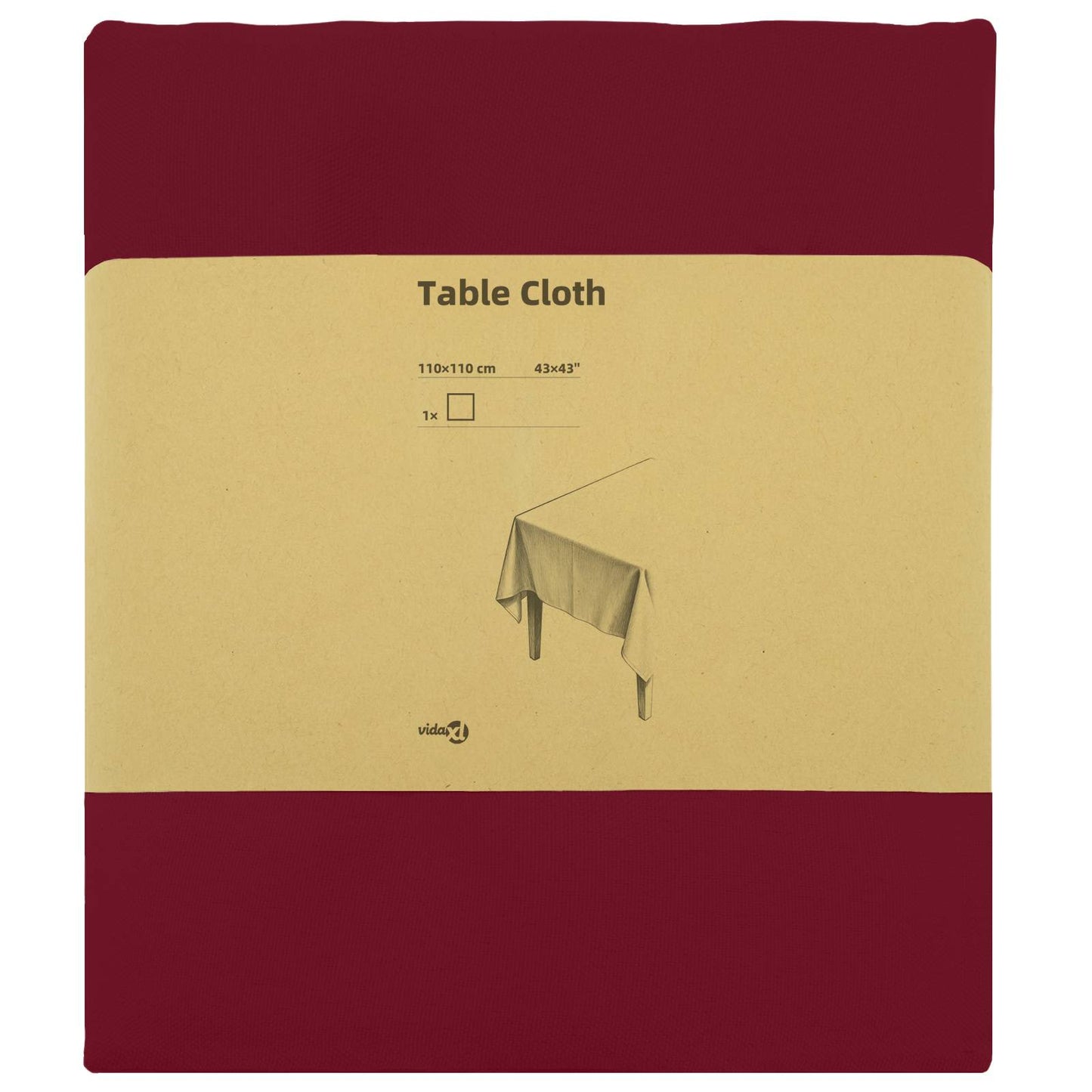 Table Cloth Square Wine Red 110 x 110 cm Polyester