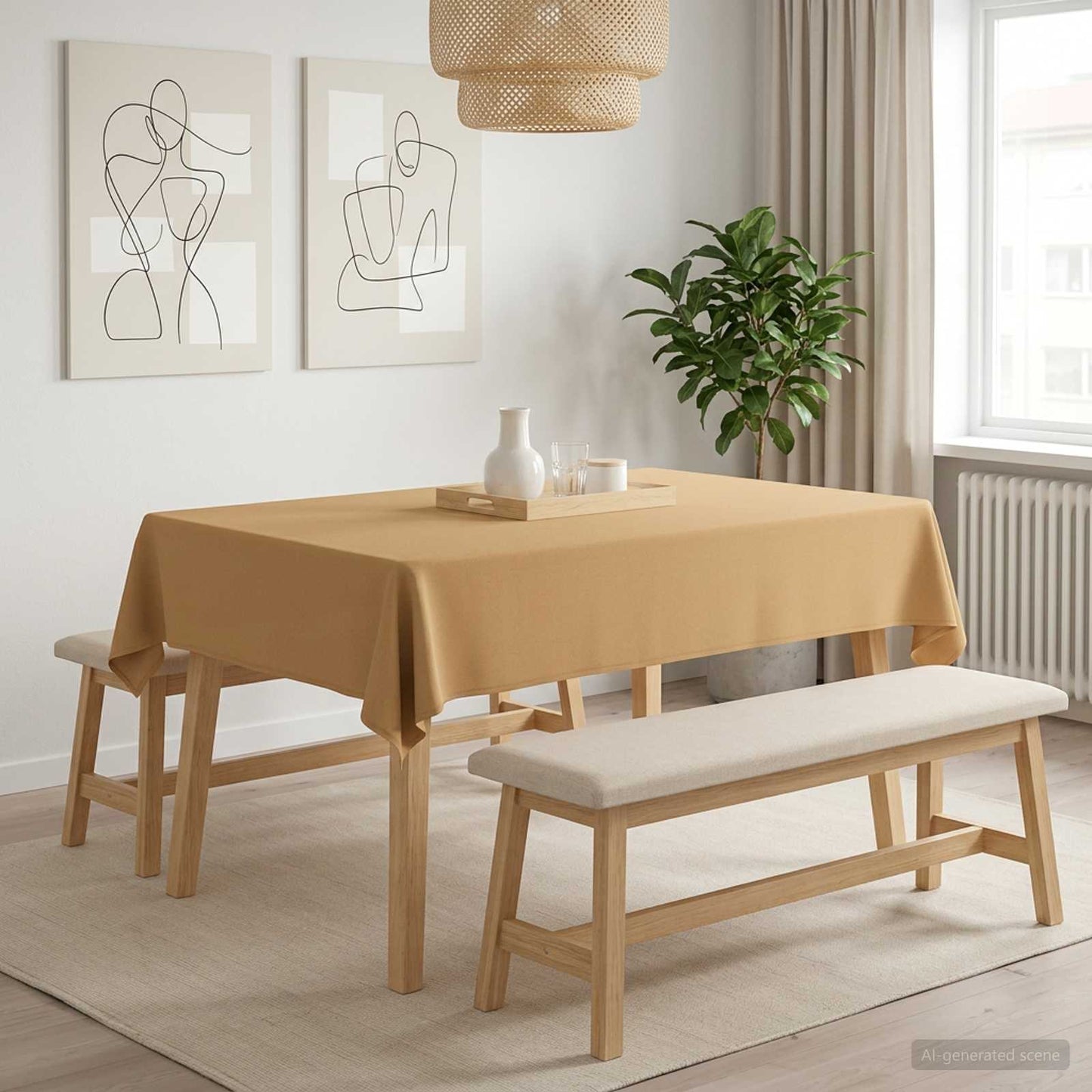 Table Cloth 5 pcs Rectangular Beige 110 x 140 cm Polyester