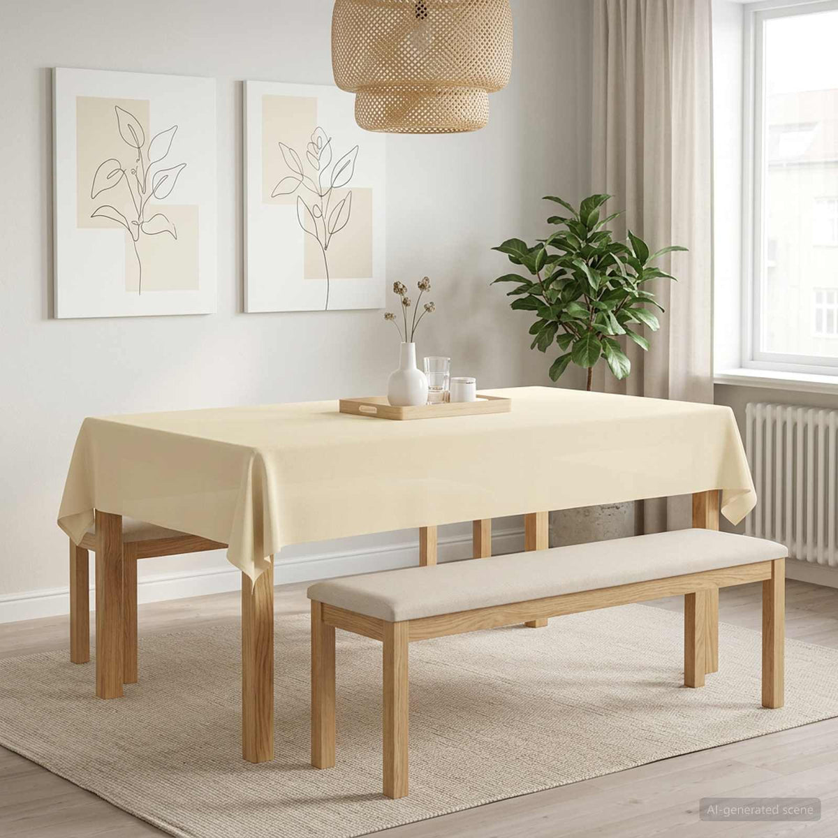 Table Cloth 5 pcs Cream White 110 x 160 cm Polyester