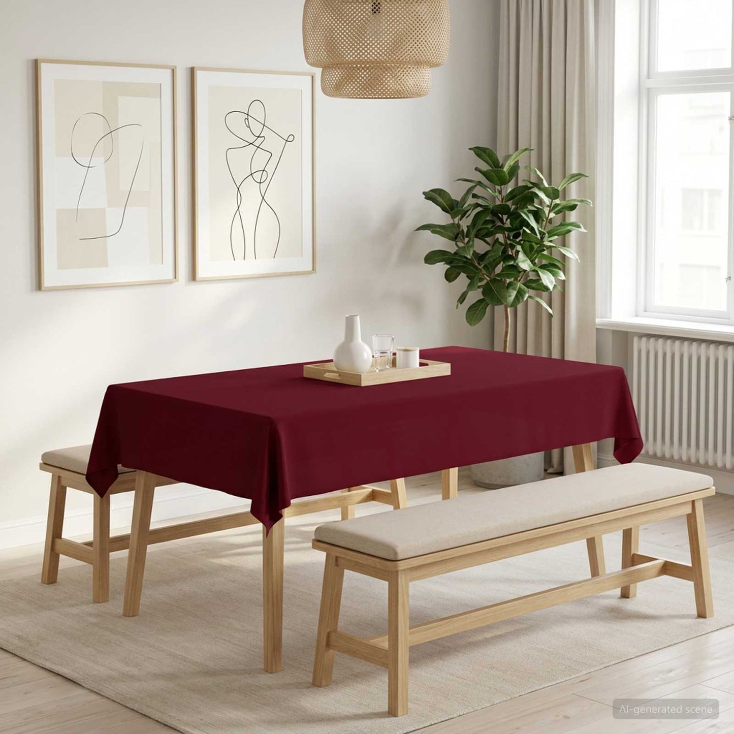 Table Cloth 5 pcs Rectangular Wine Red 140 x 260 cm Polyester