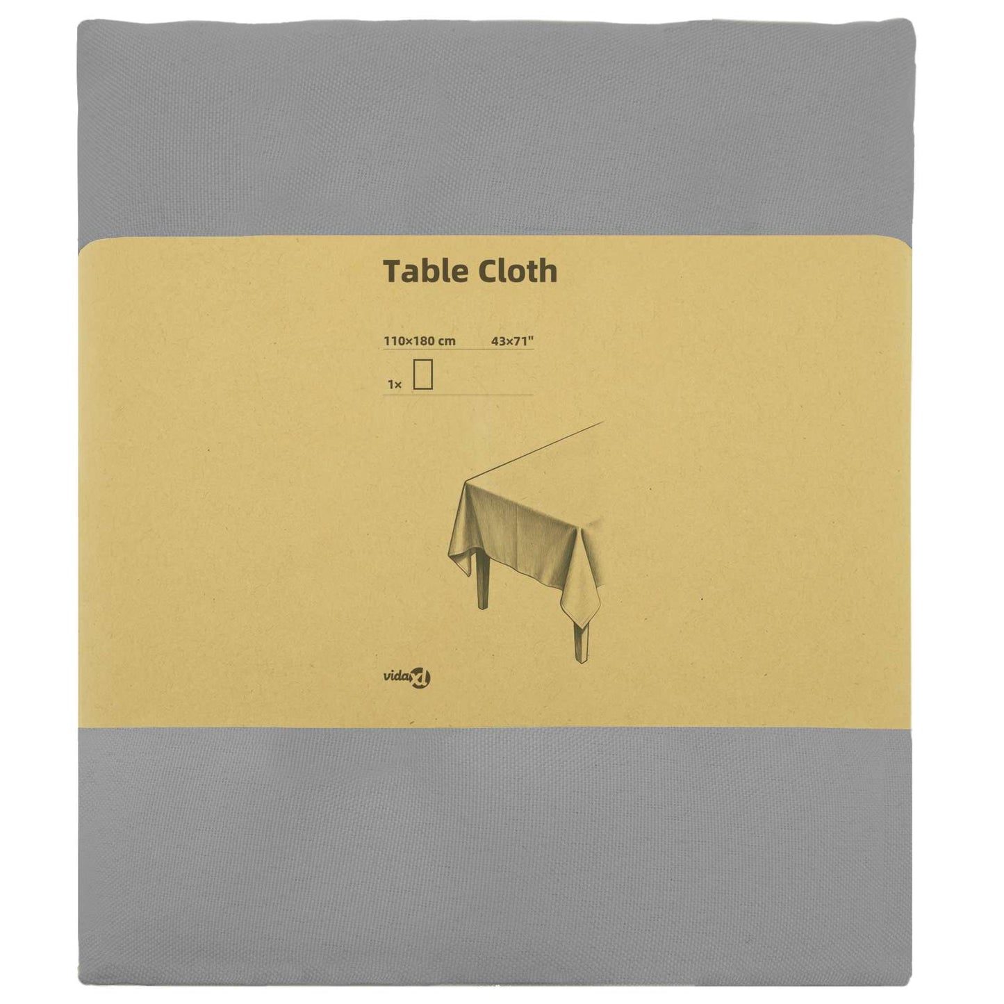 Table Cloth Rectangular Light Grey 110 x 180 cm Polyester