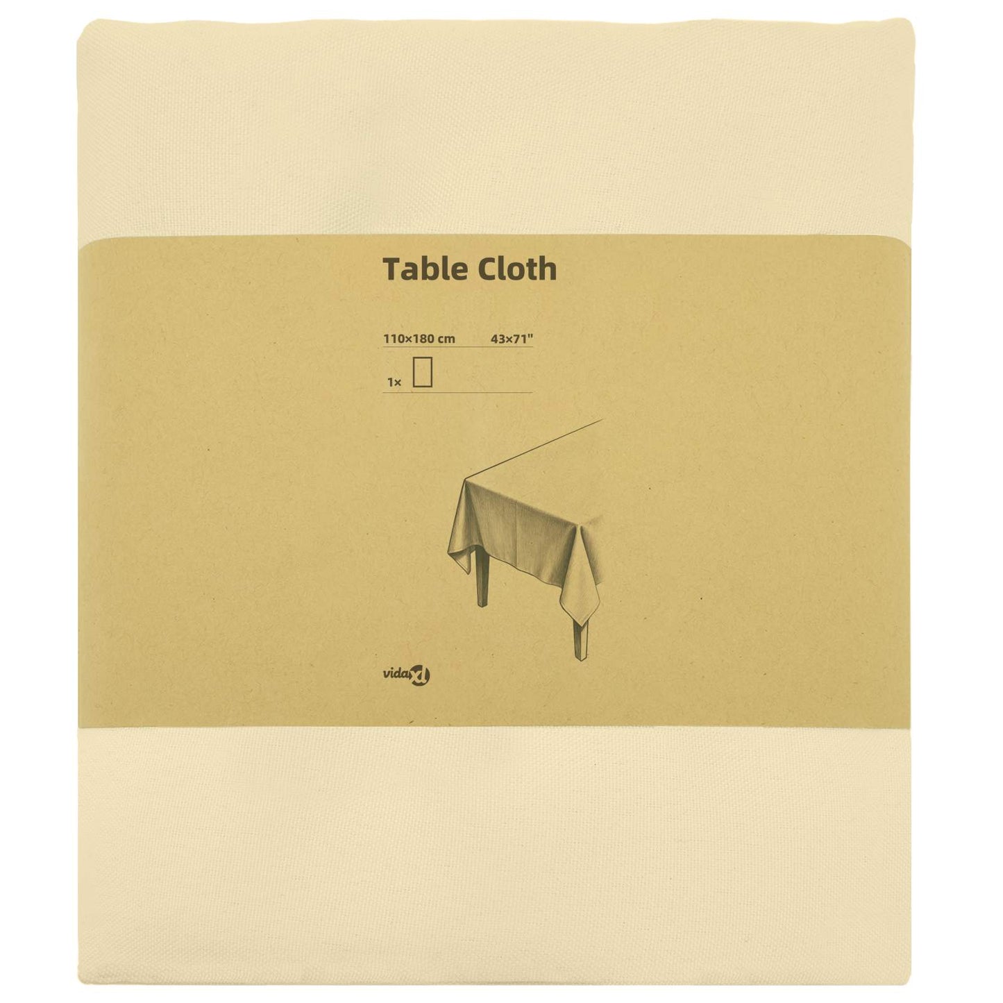 Table Cloth Rectangular Cream White 110 x 180 cm Polyester