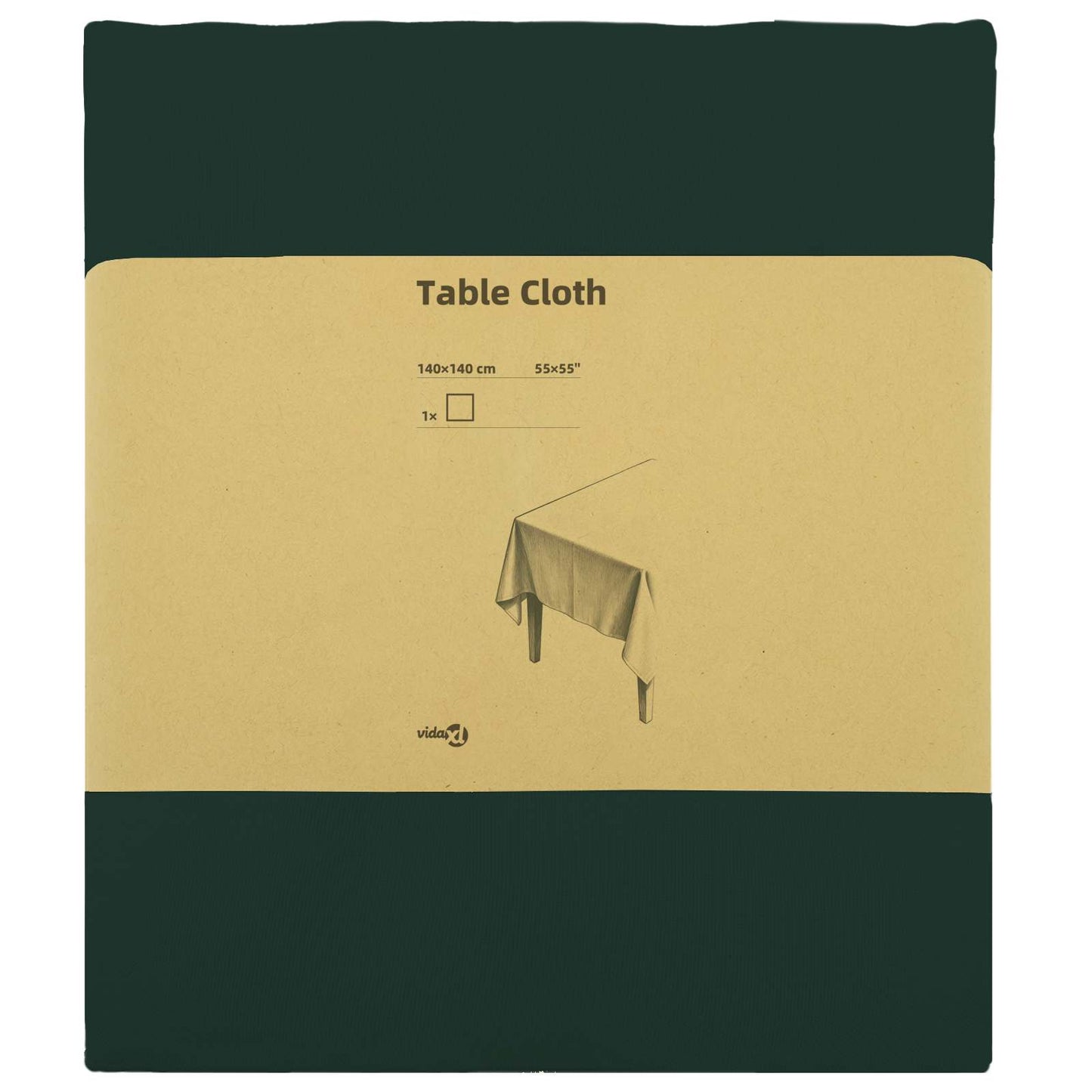 Table Cloth Square Dark Green 140 x 140 cm Polyester