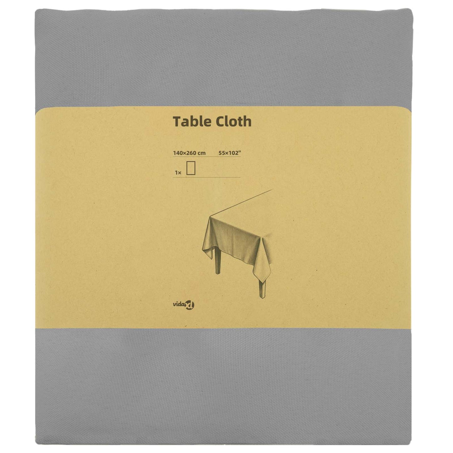 Table Cloth Rectangular Light Grey 140 x 260 cm Polyester