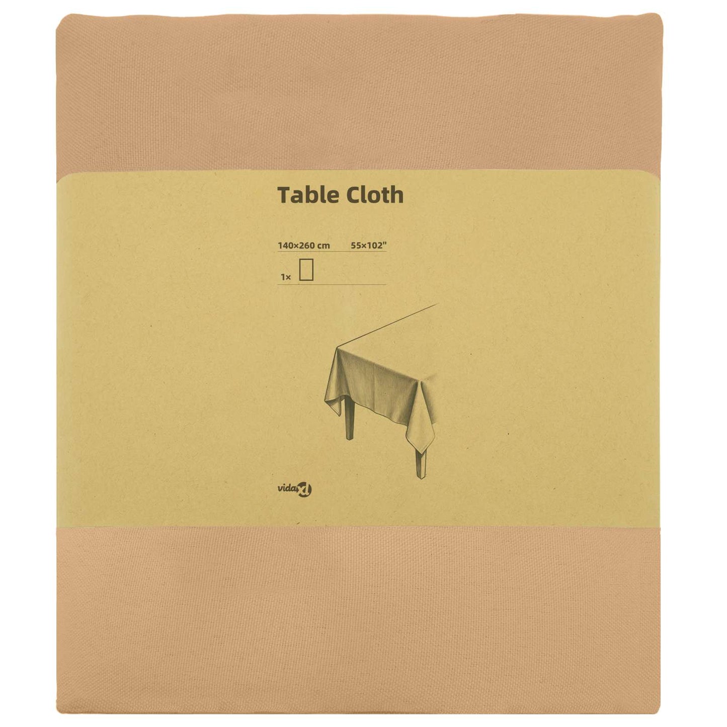 Table Cloth Rectangular Beige 140 x 260 cm Polyester
