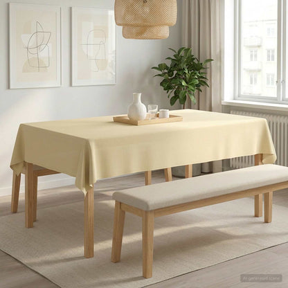 Table Cloth Rectangular Cream White 140 x 260 cm Polyester