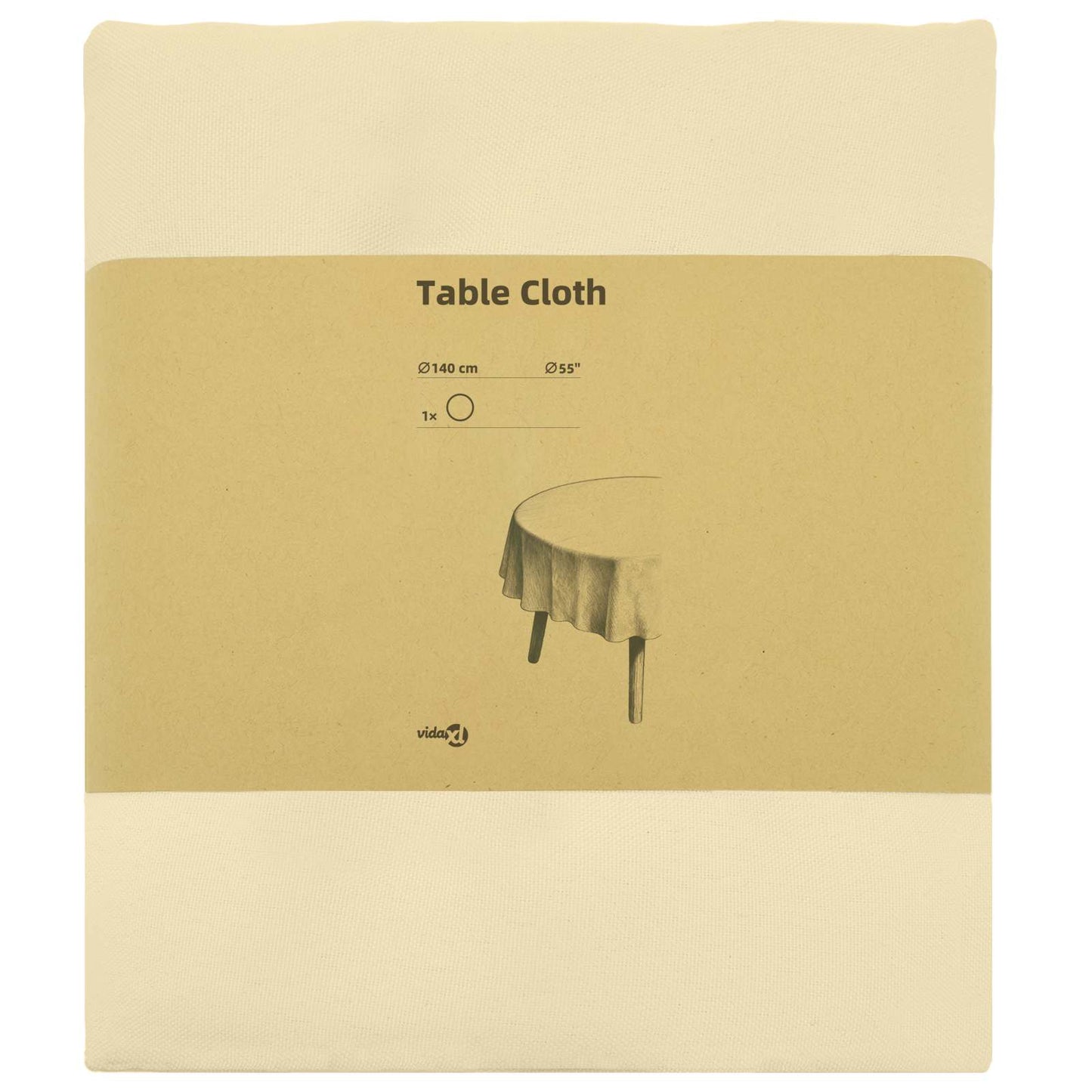 Table Cloth Round Cream White Ø 140 cm Polyester