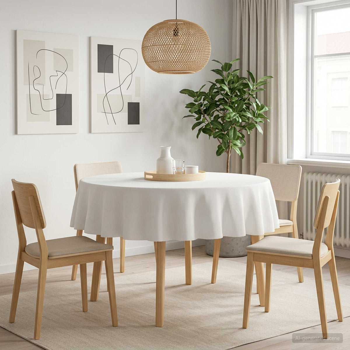 Table Cloth 5 pcs Round White Ø 180 cm Polyester