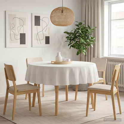 Table Cloth 5 pcs Round White Ø 160 cm Polyester