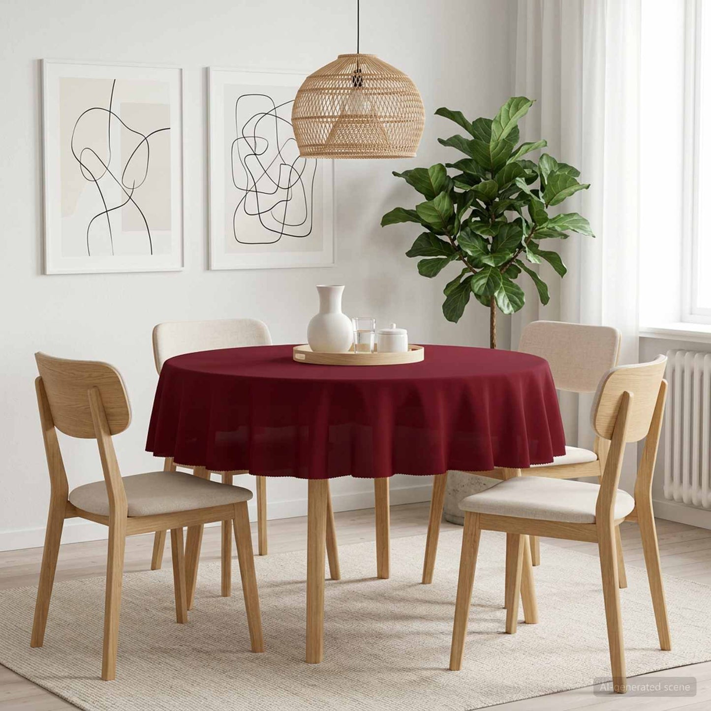 Table Cloth 5 pcs Round Wine Red Ø 180 cm Polyester