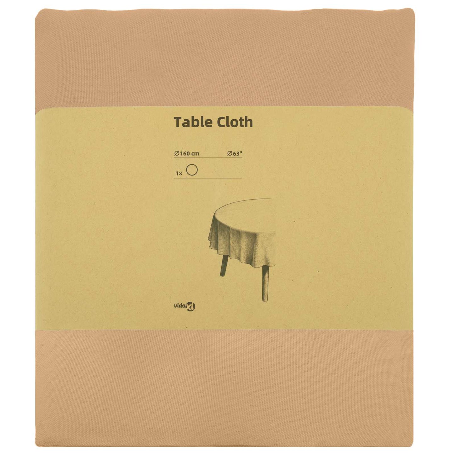 Table Cloth Round Beige Ø 160 cm Polyester