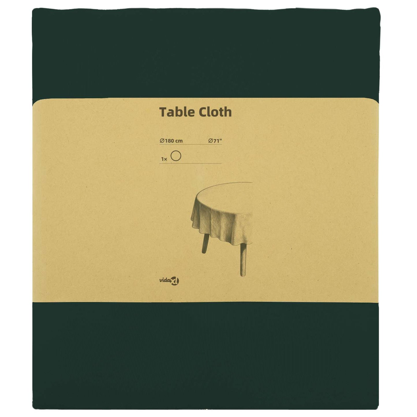 Table Cloth Round Dark Green Ø 180 cm Polyester