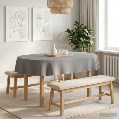 Table Cloth 5 pcs Oval Light Grey 160 x 220 cm Polyester