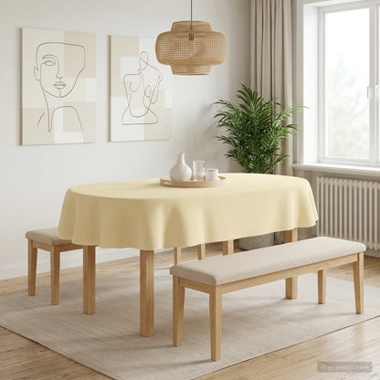Table Cloth 5 pcs Oval Cream White 130 x 220 cm Polyester