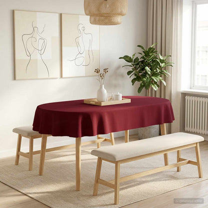 Table Cloth 5 pcs Oval Wine Red 130 x 220 cm Polyester