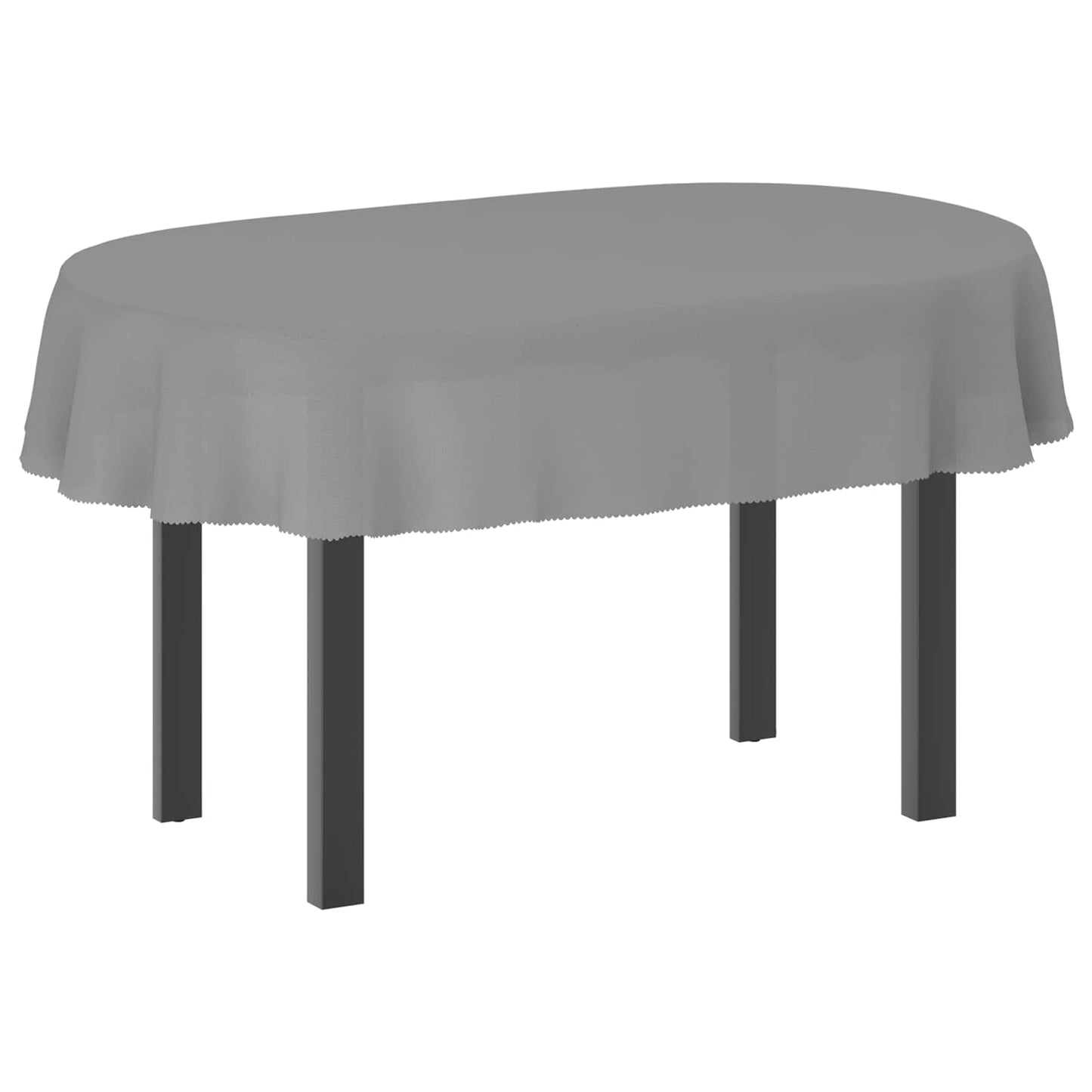 Table Cloth Oval Light Grey 130 x 220 cm Polyester