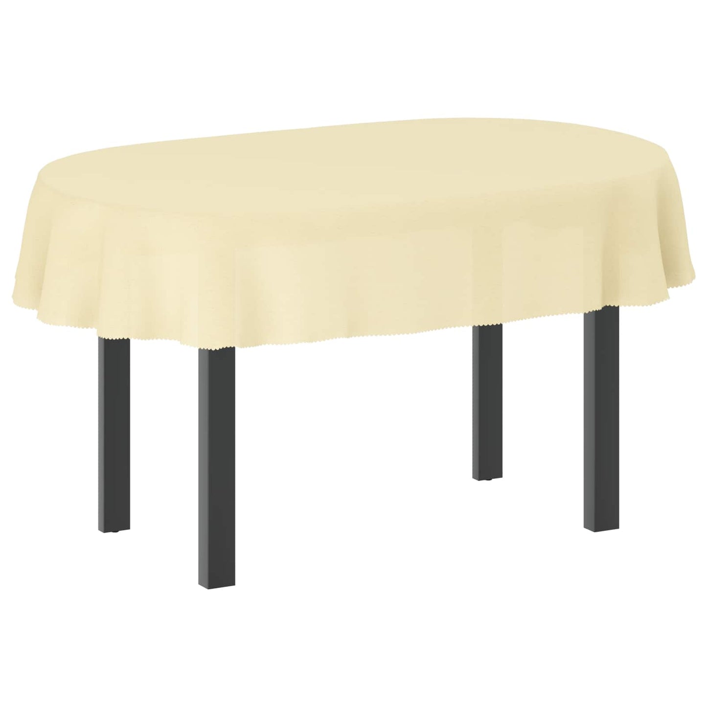 Table Cloth Oval Cream White 130 x 220 cm Polyester