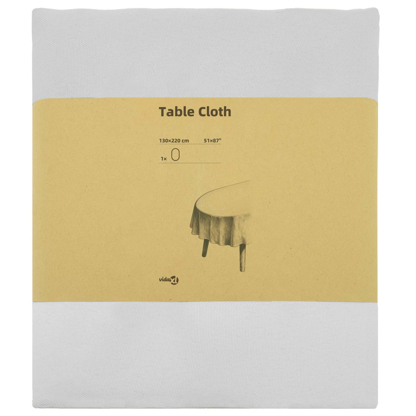 Table Cloth Oval White 130 x 220 cm Polyester