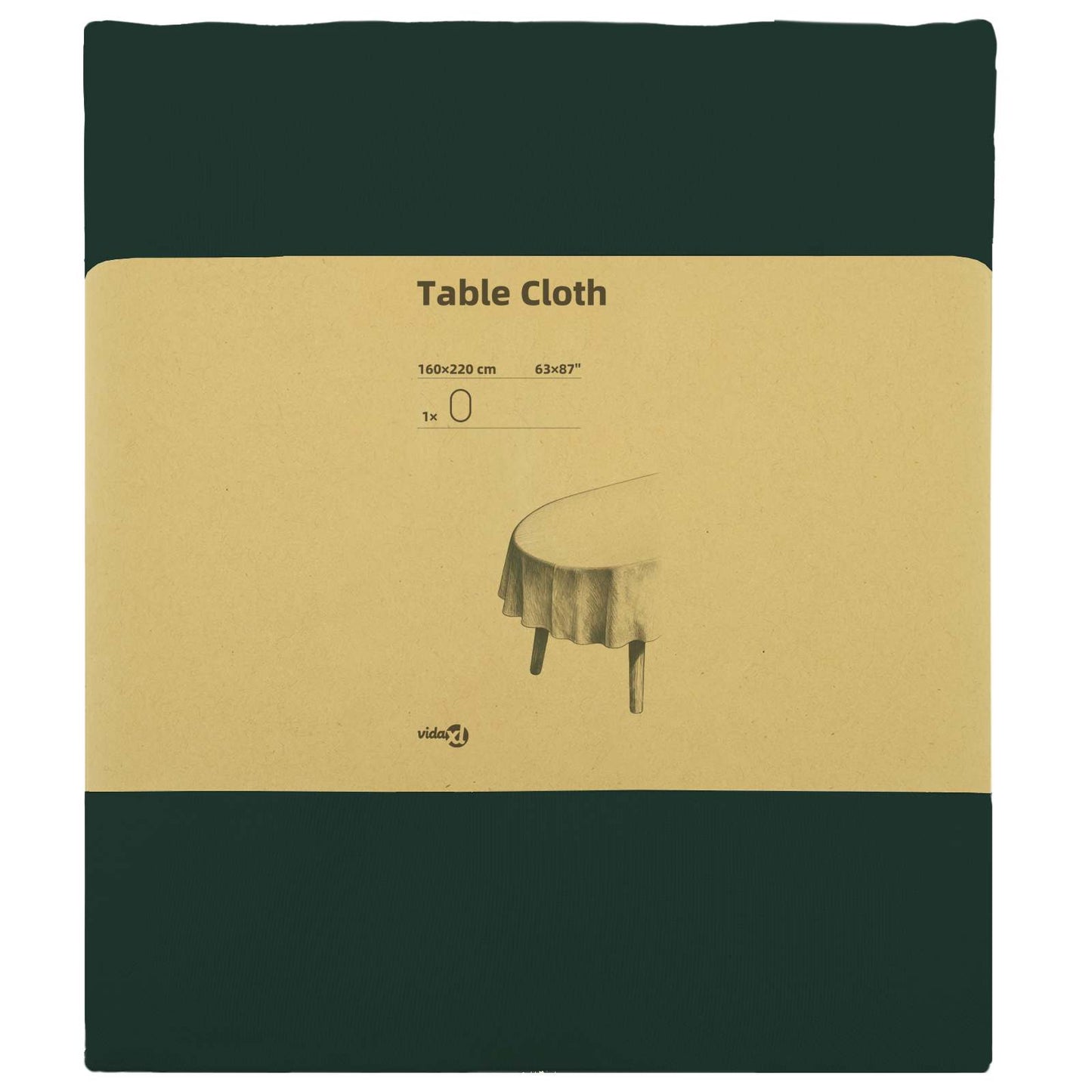 Table Cloth Oval Dark Green 160 x 220 cm Polyester
