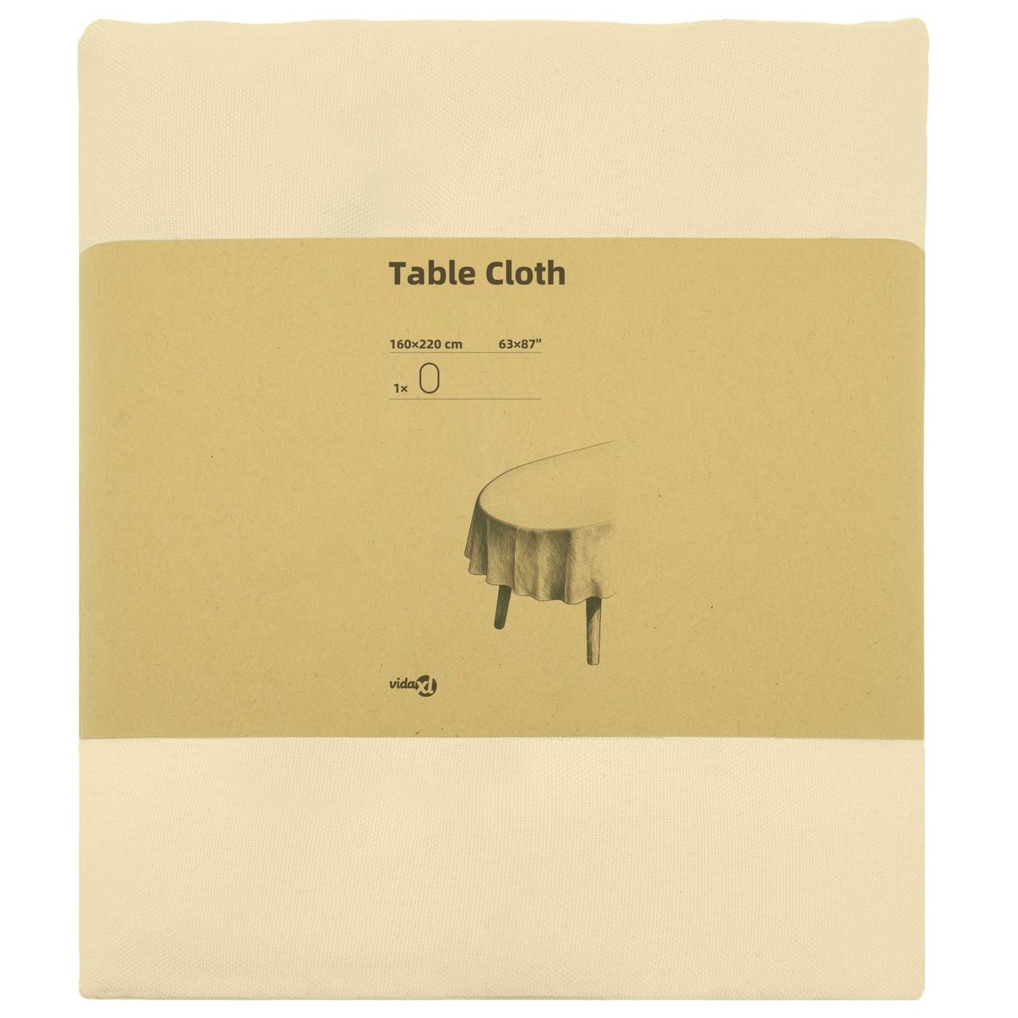 Table Cloth Oval Cream White 160 x 220 cm Polyester